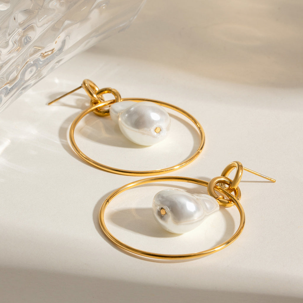 Damen Ohrhänger mit elegantem Ring und feinen Perlenakzenten Shop Nory