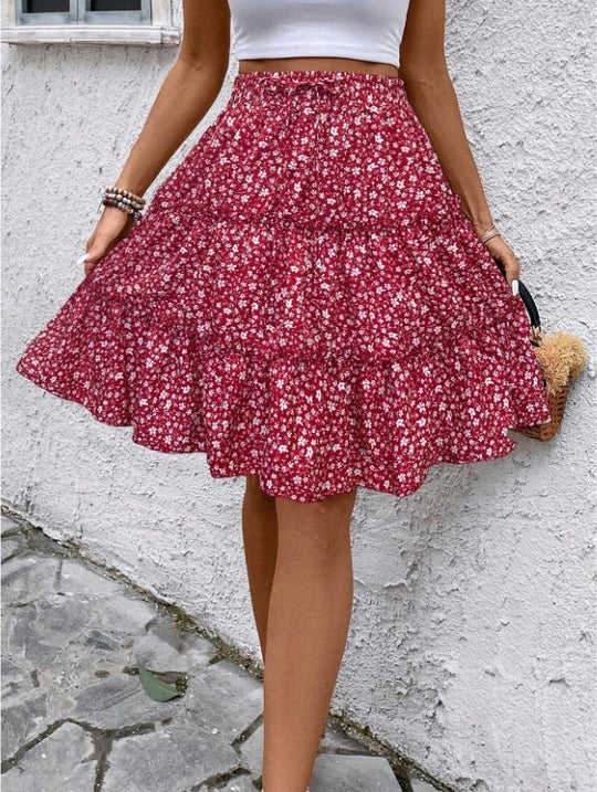 Damen Sommerrock mit charmanten Volantdetails und floralem Muster