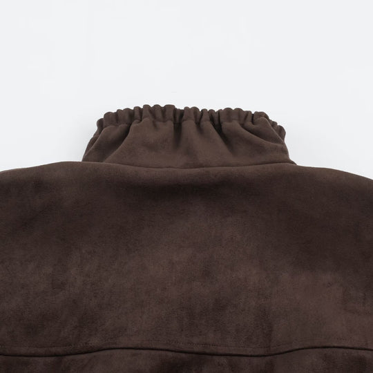Damen Kurze Velours‑Optik Jacke mit Tunnelzug‑Taillierung, hohem Stehkragen und verstellbaren Manschetten Shop Nory