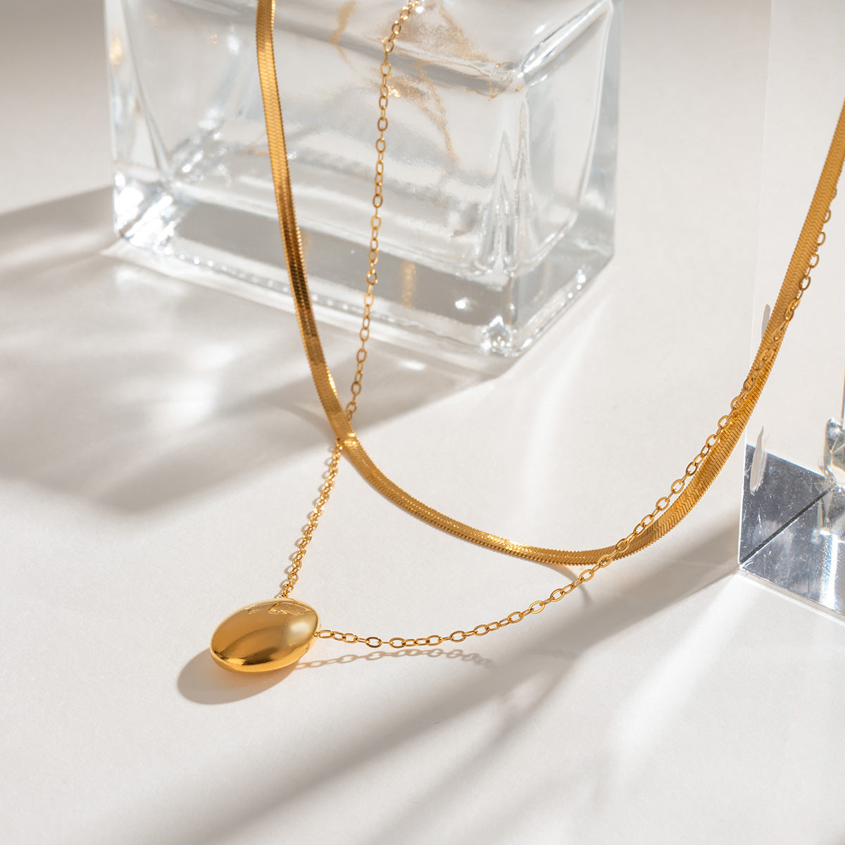Damen Halskette mit doppeltem Design und goldenem Anhänger Shop Nory