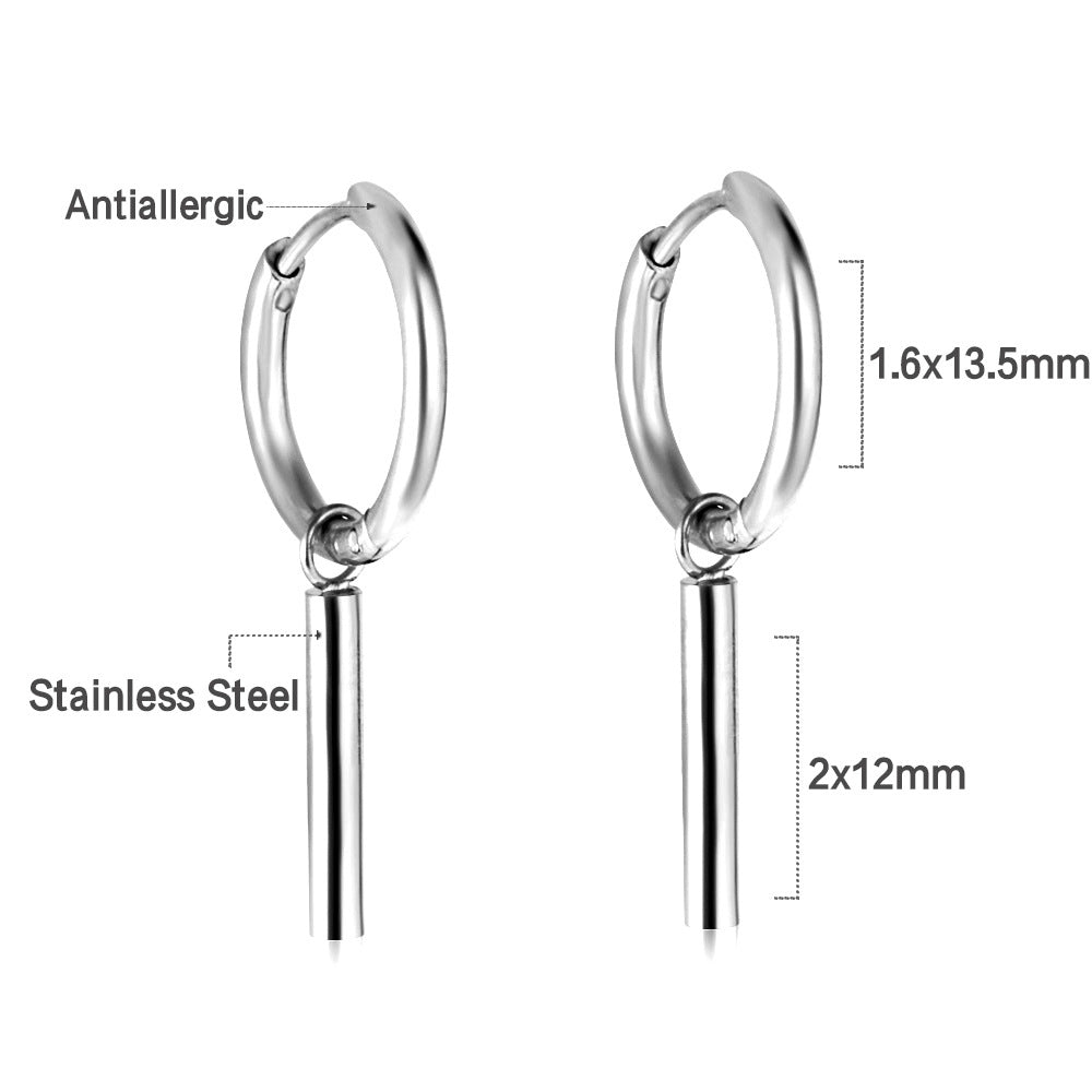 Damen Hängende Ohrstecker aus goldplattiertem Edelstahl mit elegantem Stabdesign Shop Nory