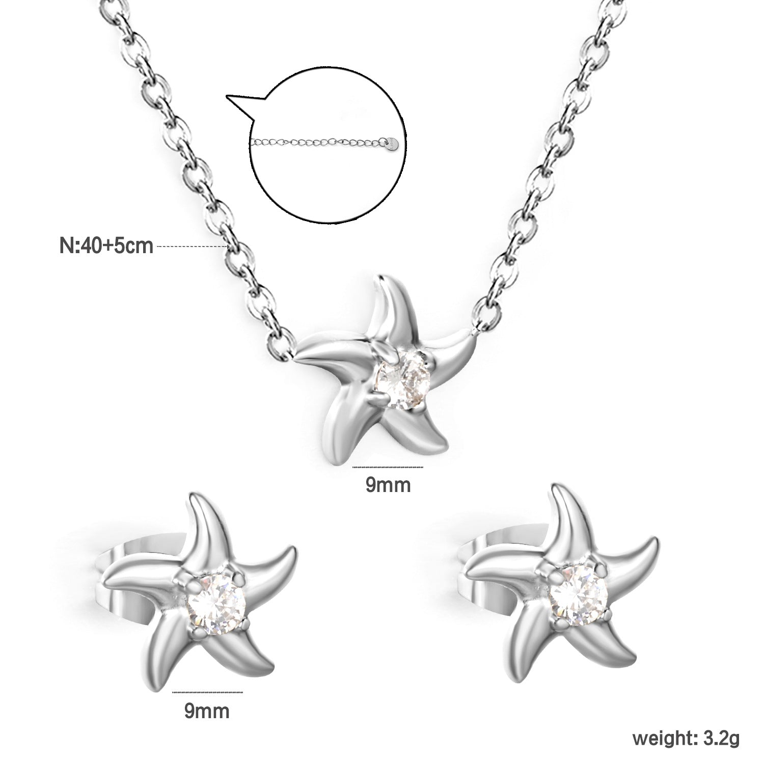 Damen Schmuckset mit eleganten Sternengarten-Anhängern aus hochwertigem Edelstahl Shop Nory