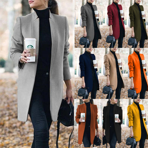 Damen nan taillierter Wollmantel mit Stehkragen und verdeckter Knopfleiste Shop Nory