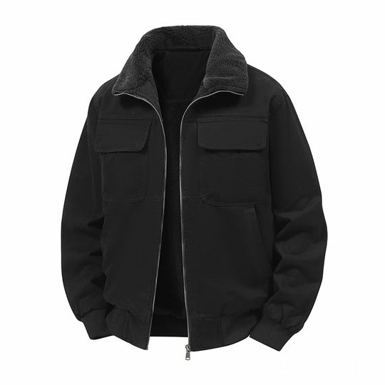 Herren Thermo‑Bomberjacke mit durchgehendem Reißverschluss, Sherpa‑Kragen und Utility‑Taschen Shop Nory