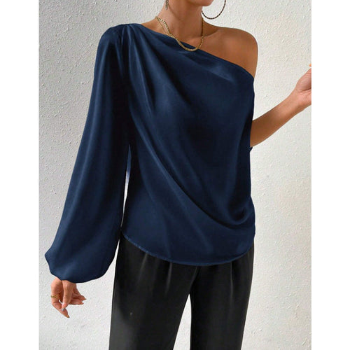 Damen elegante asymmetrische Bluse mit weiten Ärmel