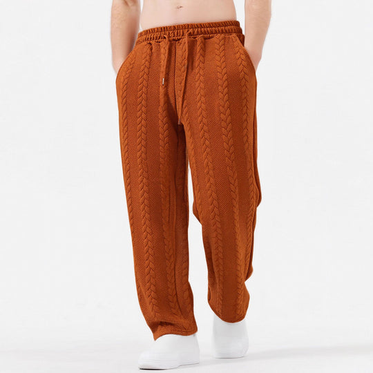 Herren grobgestrickte Lounge-Jogginghose mit Zopfstrick, Elastikbund und Kordelzug Shop Nory