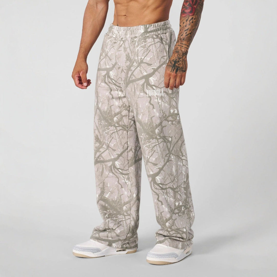 Herren nan weite Camouflage-Jogginghose mit elastischem Komfortbund und Oberschenkel-Logo