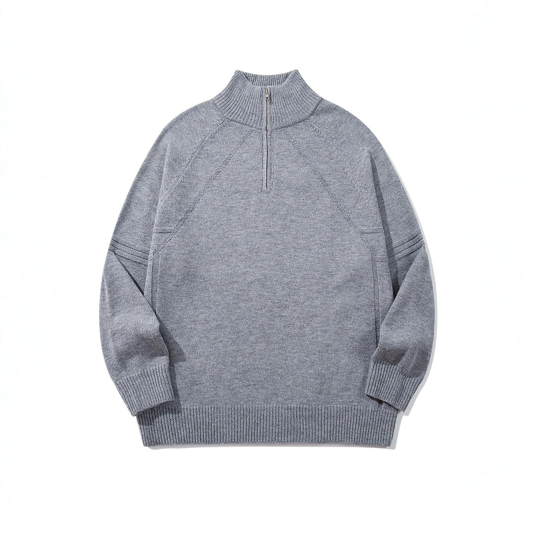 Unisex Halfzip-Strickpullover mit hohem Rippkragen und Raglanärmeln Shop Nory