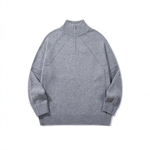 Unisex Halfzip-Strickpullover mit hohem Rippkragen und Raglanärmeln Shop Nory