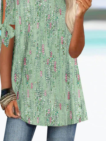 Damen legere Bluse mit schnüren