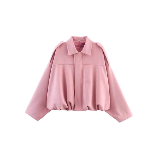 Damen nan Oversize-Kurzjacke mit Ballon-Saum, Schulterpatten und verdeckter Frontleiste Shop Nory