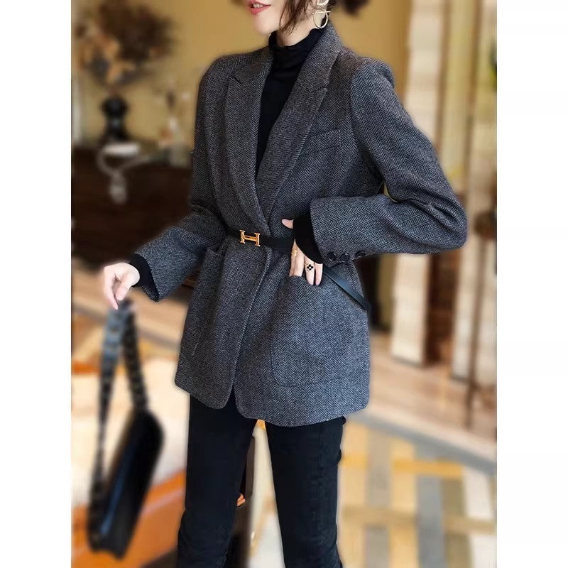 Damen Eleganter Tweed-Blazer Shop Nory