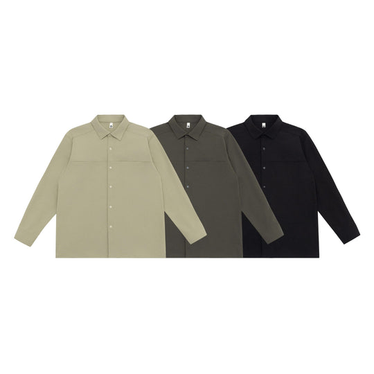 Unisex Longline-Hemdjacke im Boxy-Schnitt aus schwerer Sweatqualität mit verdeckter Druckknopfleiste Shop Nory