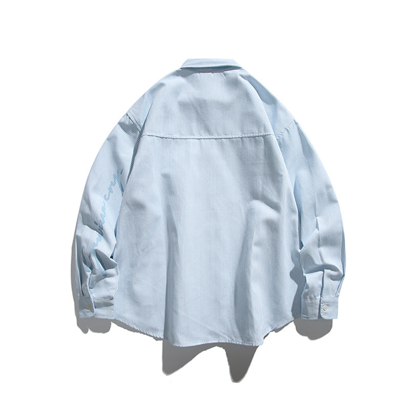Unisex Oversize-Streifenhemd im Boxy‑Cut mit Brusttasche und klassischem Kentkragen Shop Nory