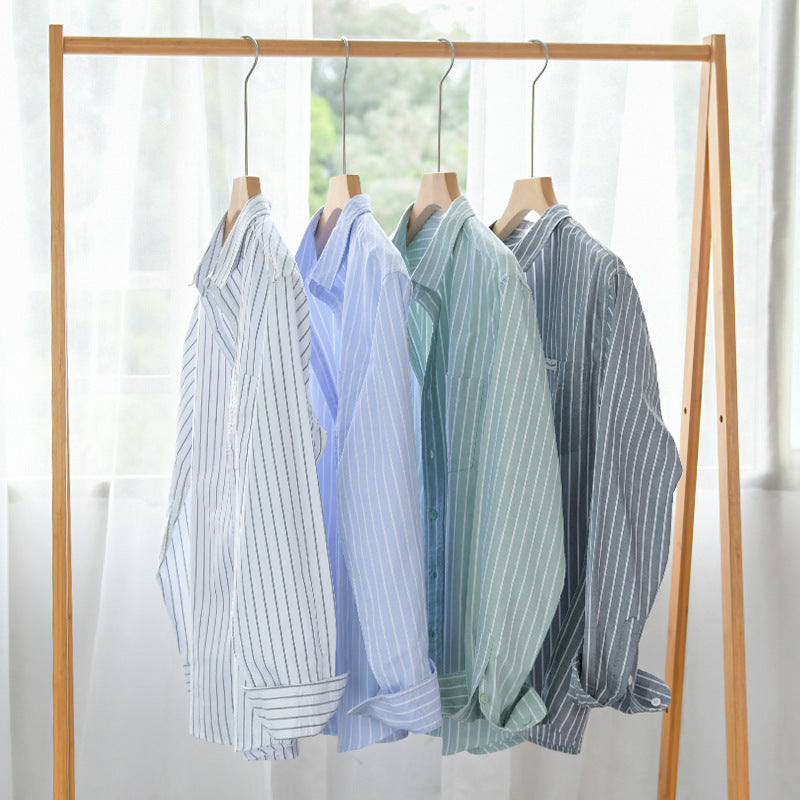 Herren Gestreiftes Layering-Overshirt aus softem Baumwollmix mit Kentkragen und aufgesetzter Brusttasche Shop Nory