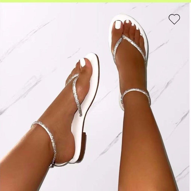 Damen Glamouröse Zehentrenner-Sandalen mit funkelnden Strass-Elementen