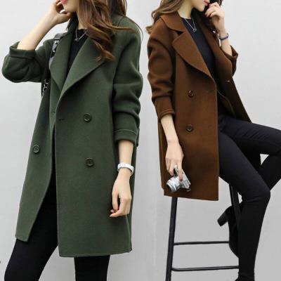 Damen Eleganter Wollmantel mit doppelter Knopfleiste