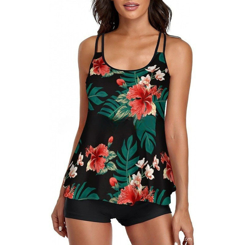 Damen Sportliches Tankini-Set mit bequemem Shorts und verstellbaren Trägern Shopnory