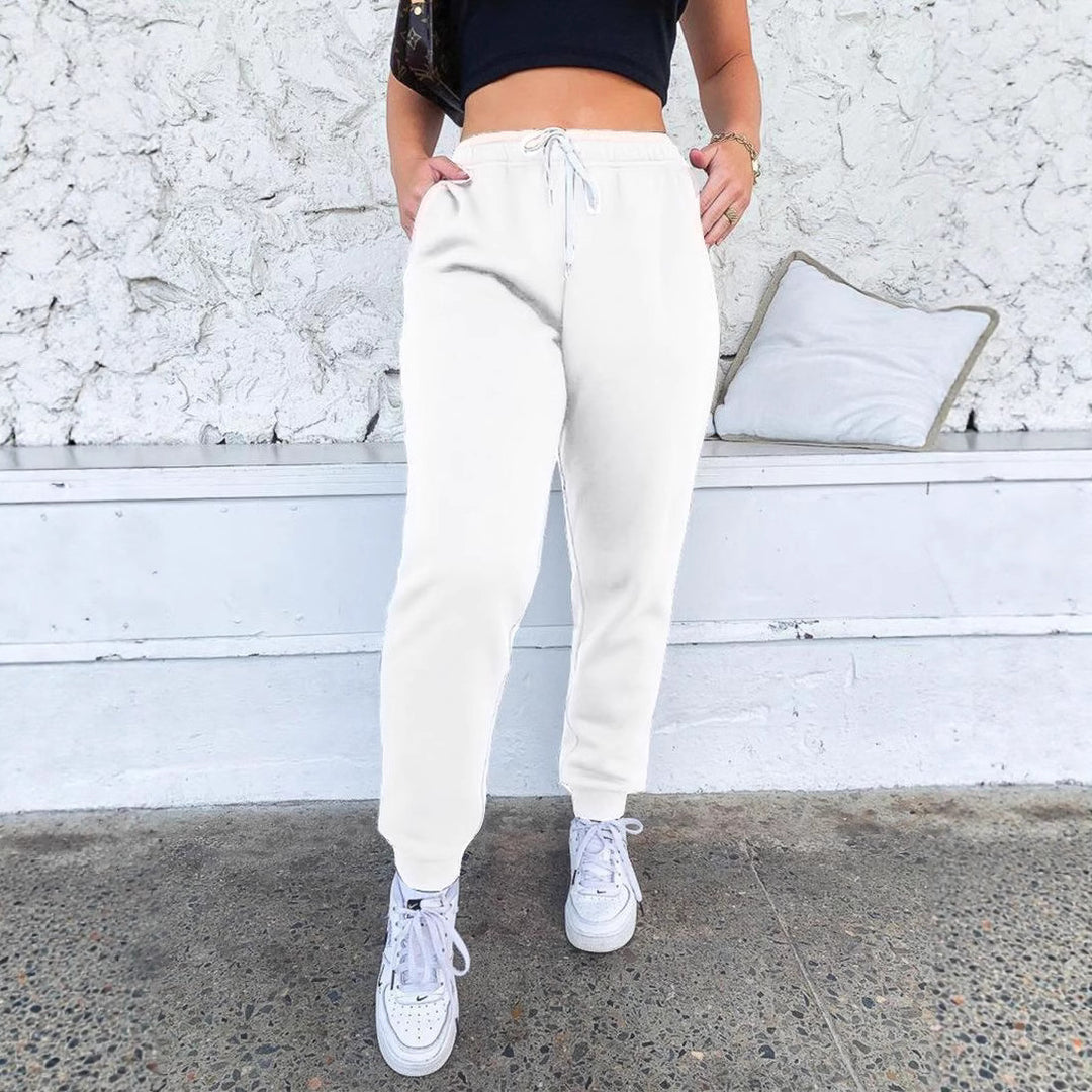 Damen nan taillenhohe tapered Jogginghose mit elastischem Komfortbund, verstellbarem Kordelzug und tiefen Eingrifftaschen Shop Nory