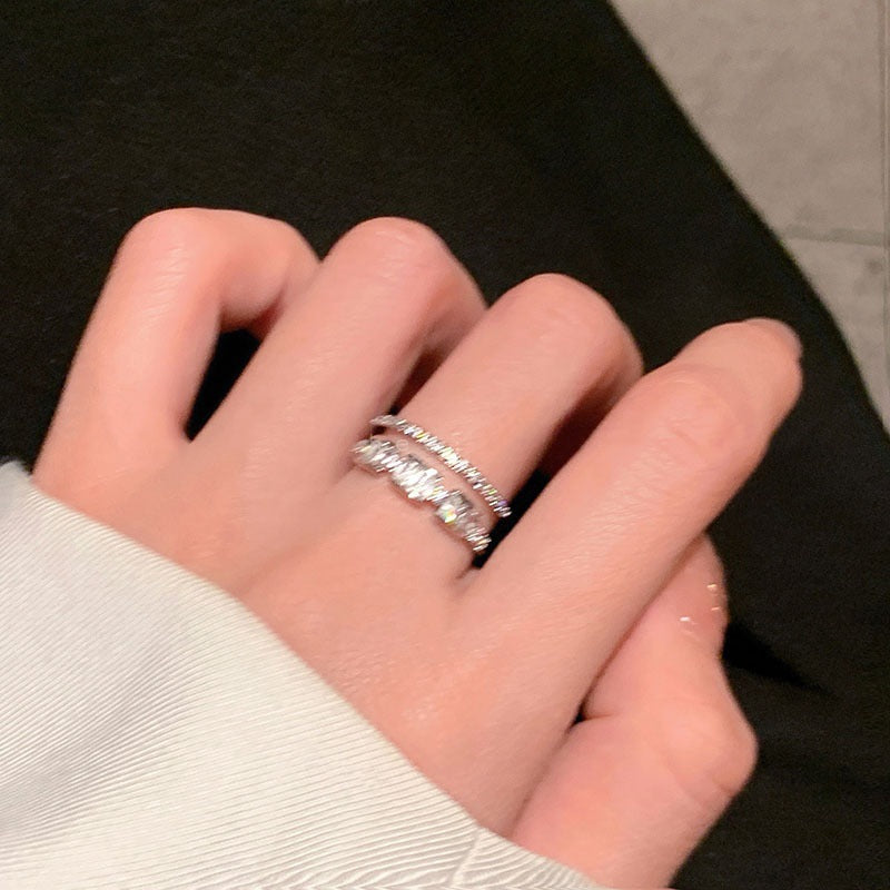 Damen Offener Ring mit funkelnden Zirkonia und elegantem Design Shop Nory