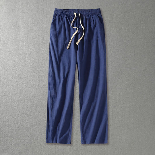 Herren Leinenhose mit elastischem Bund und Tunnelzug geradem Bein Shop Nory