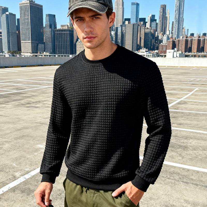 Herren Strukturierter Waffelstrick-Pullover aus Baumwollmix mit Rundhalsausschnitt Shop Nory