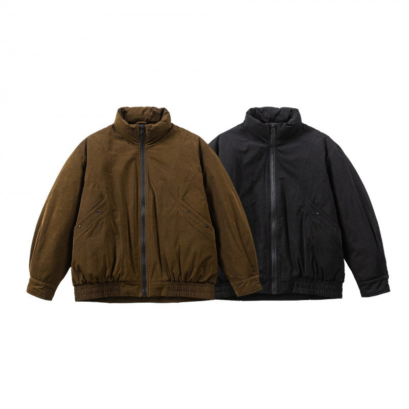 Herren Oversized Bomberjacke aus Veloursleder‑Optik mit hohem Stehkragen und elastischem Saum Shop Nory