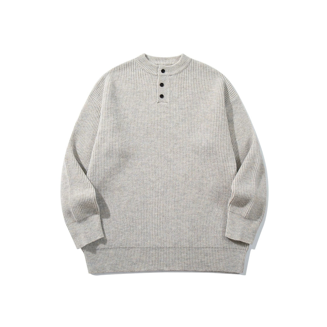Herren Grobstrick-Henleypullover mit halber Knopfleiste und Rippbündchen Shop Nory