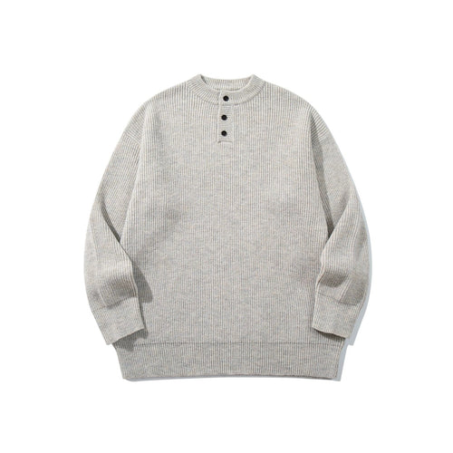 Herren Grobstrick-Henleypullover mit halber Knopfleiste und Rippbündchen Shop Nory