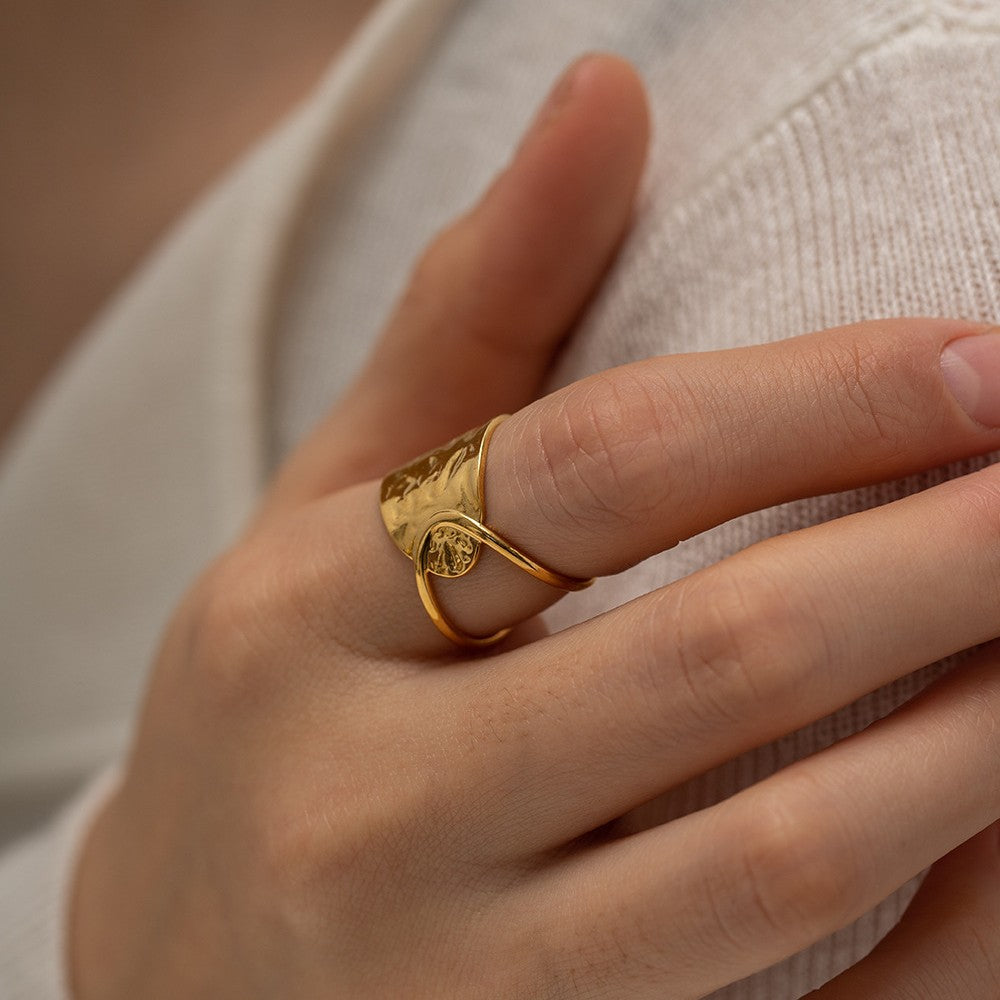 Damen Offener Ring mit elegantem Wickeldesign aus hypoallergenem Edelstahl Shop Nory