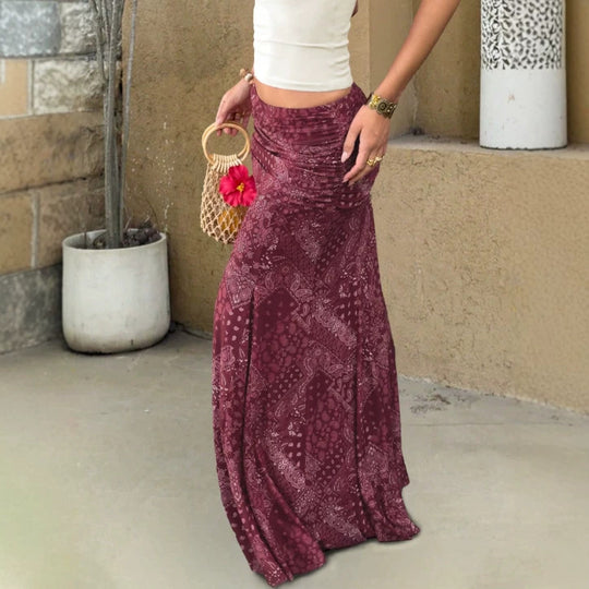 Damen Maxirock mit gerafftem Taillenbund und hochdehnbarem Mesh Shop Nory