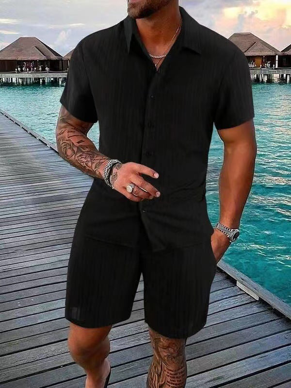 Herren atmungsaktives Sport-Set mit Kurzarm-Hemd und Shorts