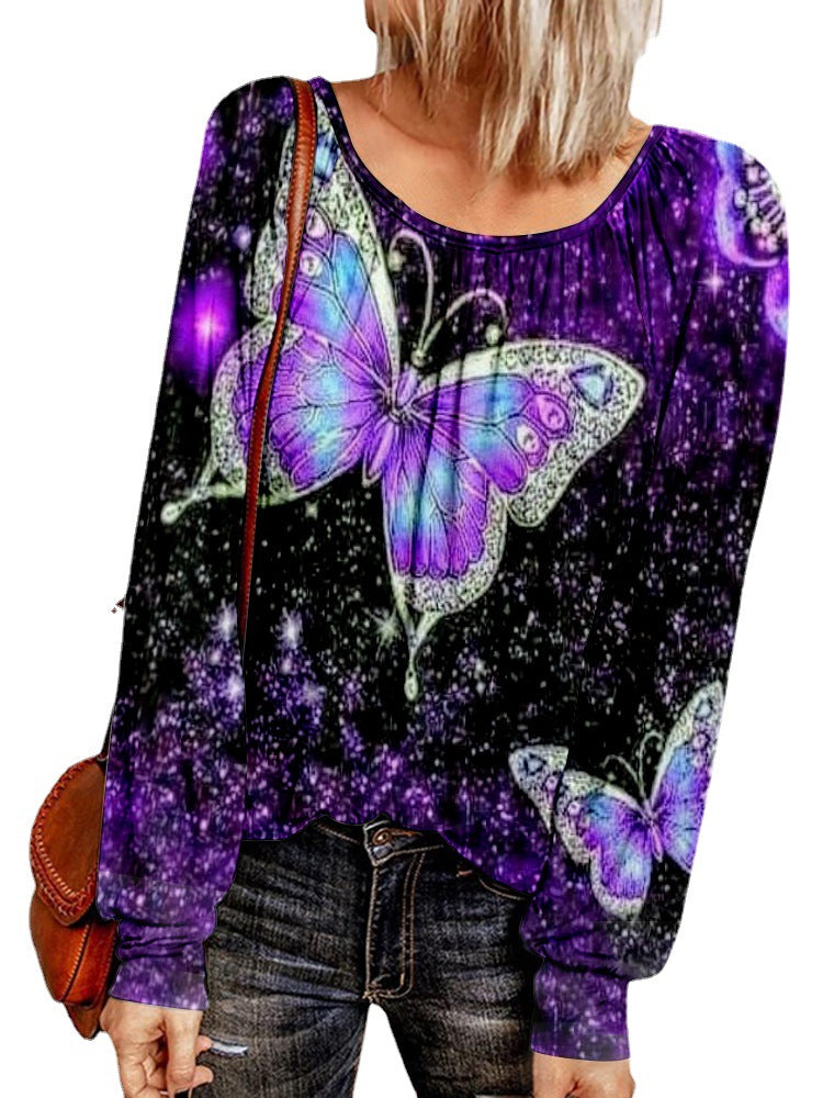 Damen Ethno-Print Oversize-Tunika mit Rundhalsausschnitt und langen Ballonärmeln Shop Nory