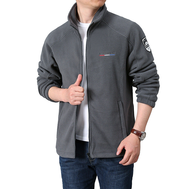 Herren Fleece-Outdoorjacke mit Stehkragen und durchgehendem Reißverschluss Shop Nory