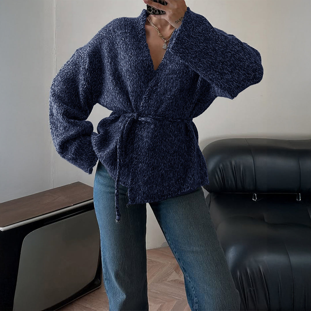 Damen nan oversize Bouclé-Strickjacke mit Taillengürtel und Kimonoärmeln Shop Nory