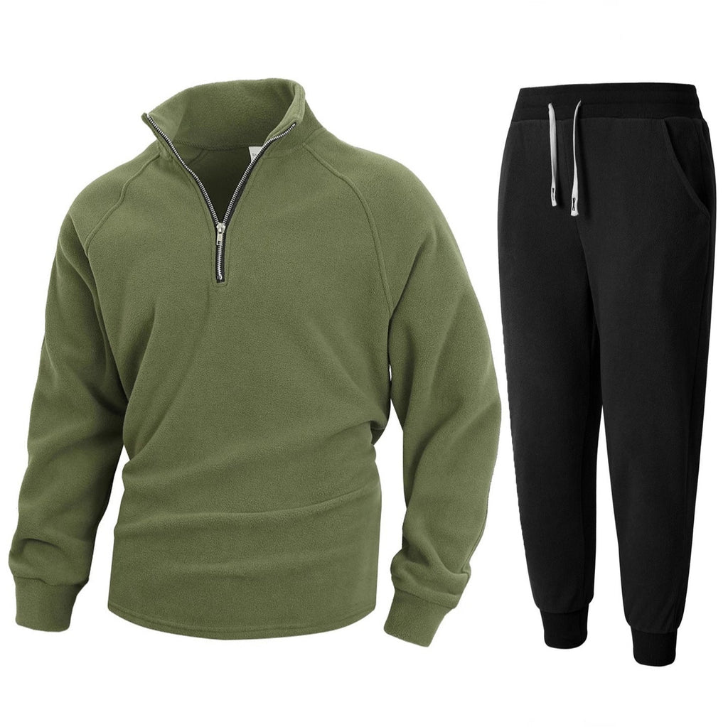 Herren Fleece-Relaxanzug mit halblangem Reißverschluss