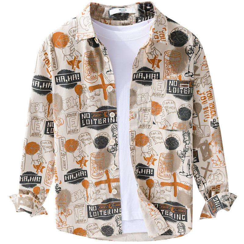 Herren Künstlerisches Grafik-Overshirt im Relaxed-Layering mit Allover-Sketchprint und Soft‑Touch‑Baumwollmix Shop Nory