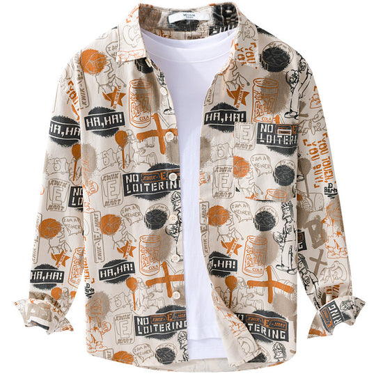 Herren Künstlerisches Grafik-Overshirt im Relaxed-Layering mit Allover-Sketchprint und Soft‑Touch‑Baumwollmix Shop Nory