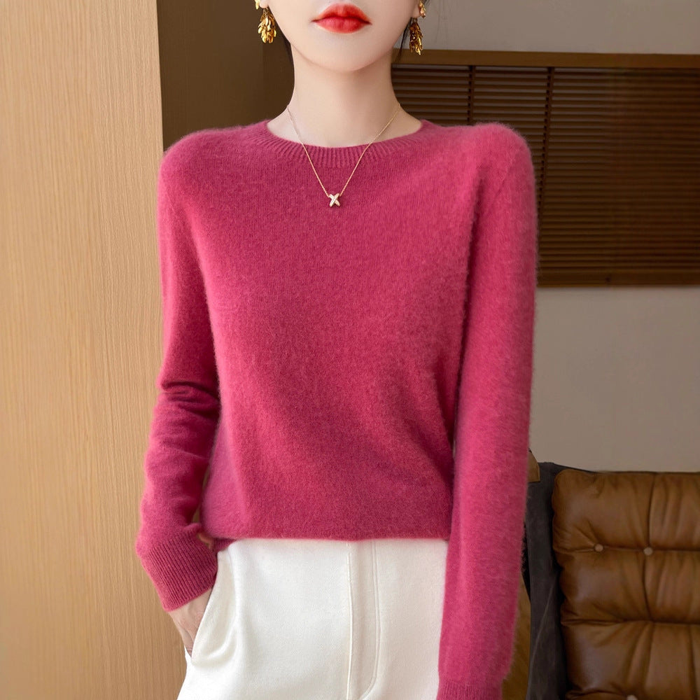 Damen Weicher Mohair‑Optik Rundhals‑Pullover mit feinem Rippsaum und leichter Oversize‑Passform Shop Nory