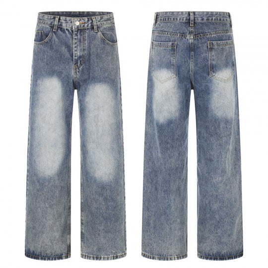 Damen Highwaist Weite-Jeans im Wide‑Leg-Schnitt mit Used‑Effekt und heller Kniebleiche Shop Nory