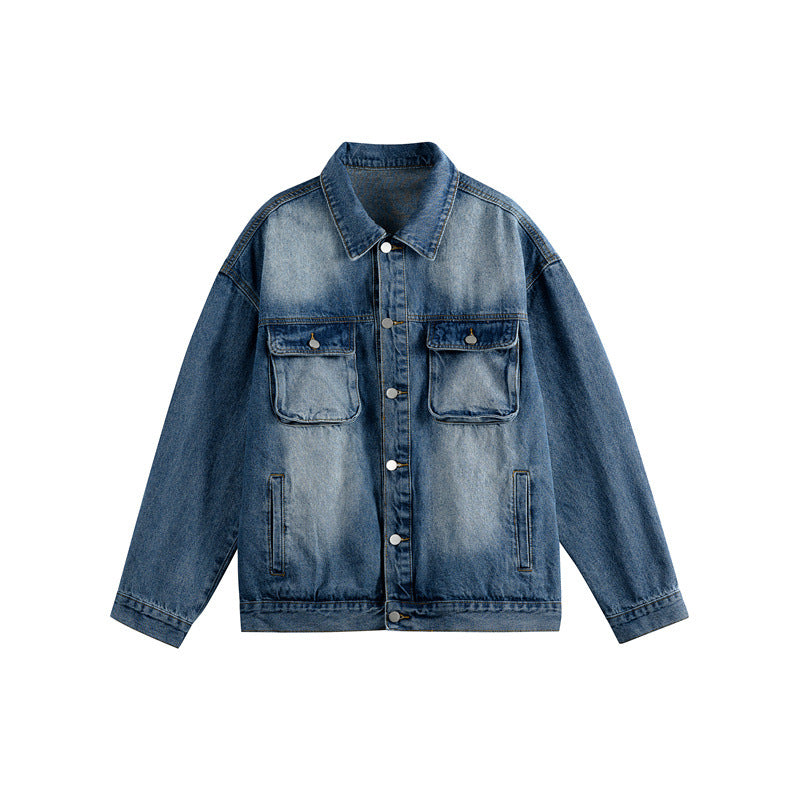 Herren Oversize-Jeansjacke mit Used-Waschung, aufgesetzten Brusttaschen und Knopfverschluss Shop Nory