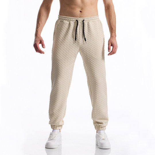 Herren Texturierte Freizeit-Jogginghose mit Elastikbund, Kordelzug und gerippten Bündchen Shop Nory