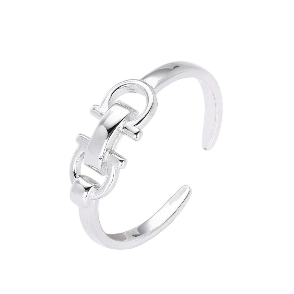 Damen offener Ring aus hochwertigem 925 Sterling Silber mit filigranem Ketten-Design Shop Nory