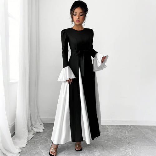 Damen Elegantes Maxikleid mit Rüschendetails und Taillengürtel Shop Nory