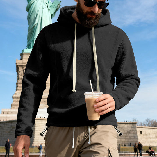 Herren Fleece-Hoodie mit Teddystruktur, Kapuze und entspannter Passform Shop Nory