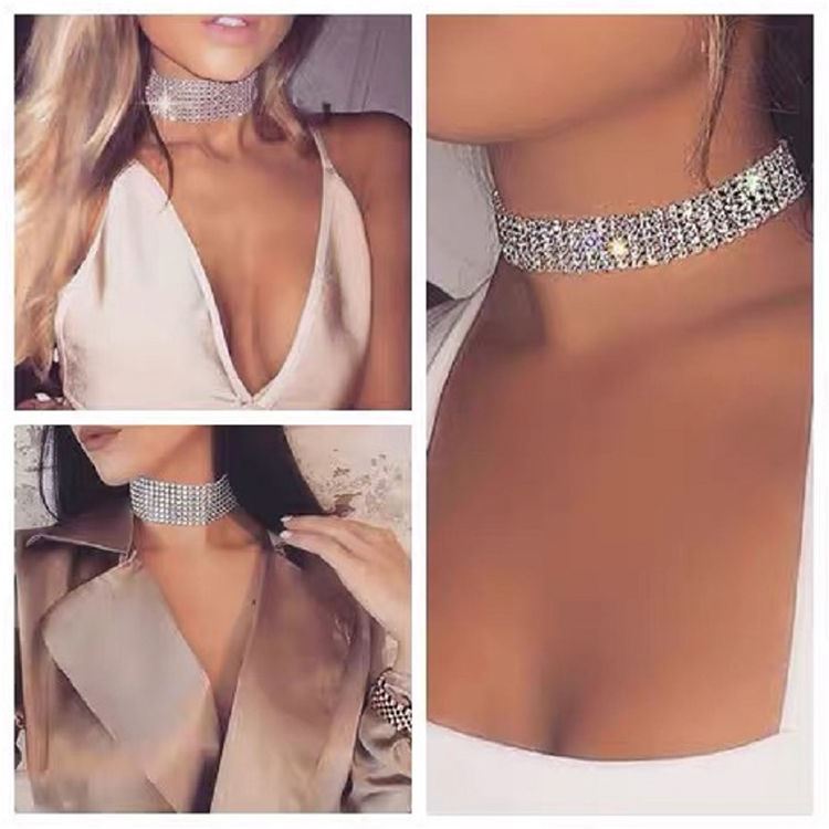 Damen glitzernde Choker-Halskette mit verstellbarem Verschluss Shop Nory