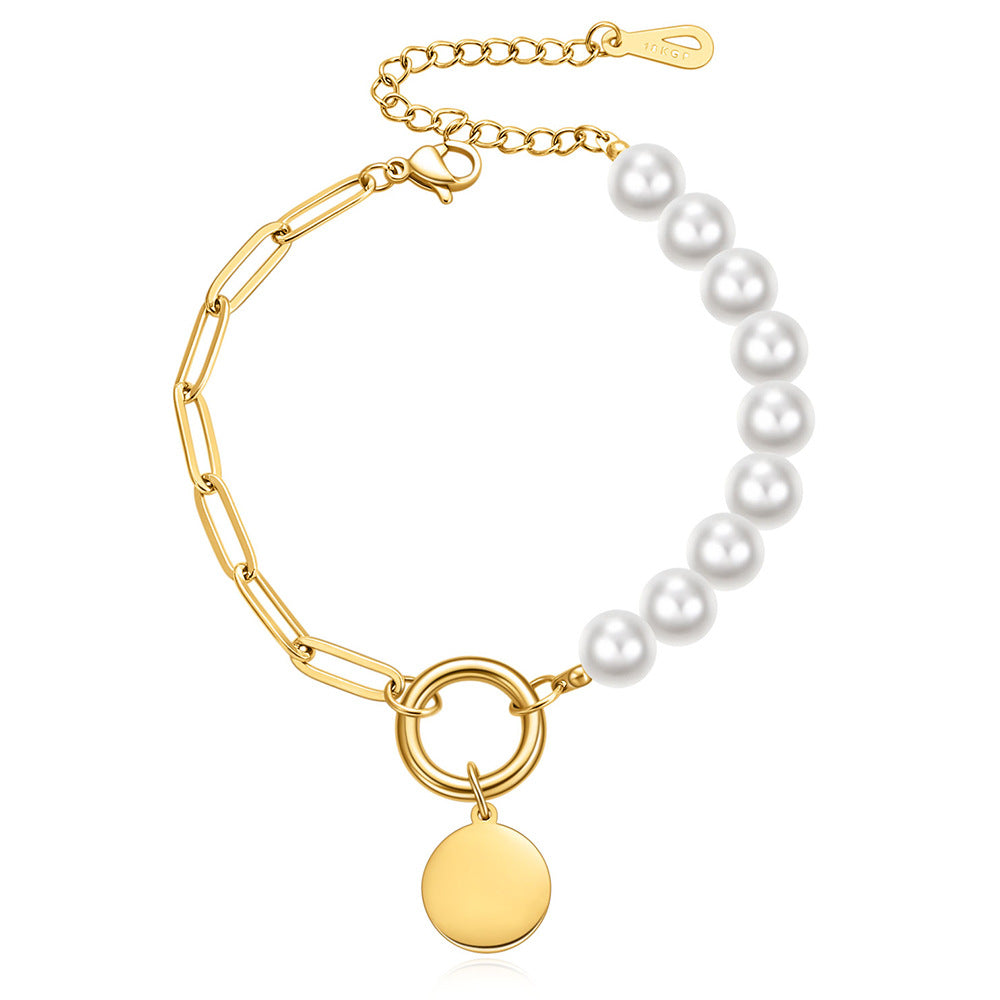 Damen Armband mit eleganten Perlen und stilvollem Gliederdesign Shop Nory