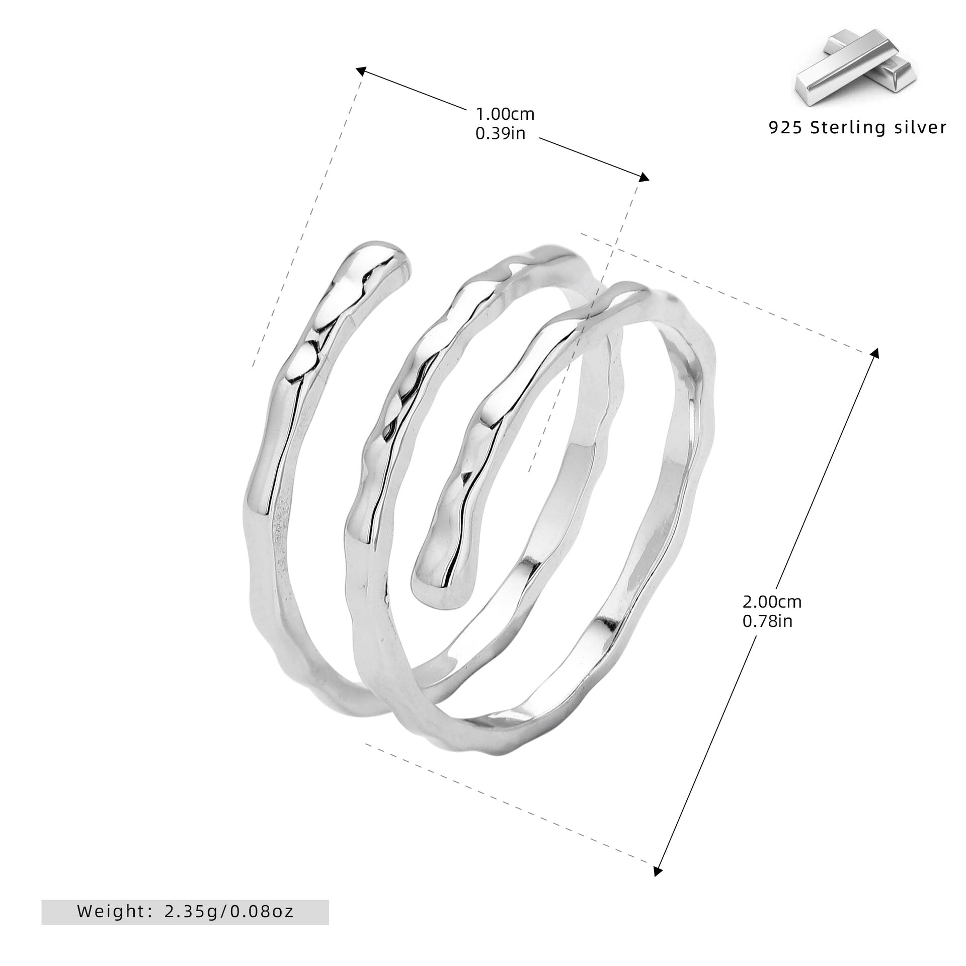 Damen Ring mit kreativem, gewelltem Design aus 925 Sterling Silber Shop Nory