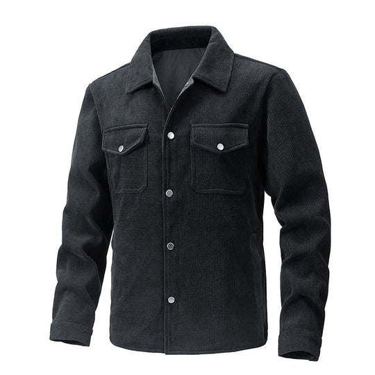 Herren Cordjacke mit Kentkragen, Brusttaschen und Druckknopfverschluss Shop Nory
