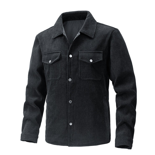 Herren Cordjacke mit Kentkragen, Brusttaschen und Druckknopfverschluss Shop Nory